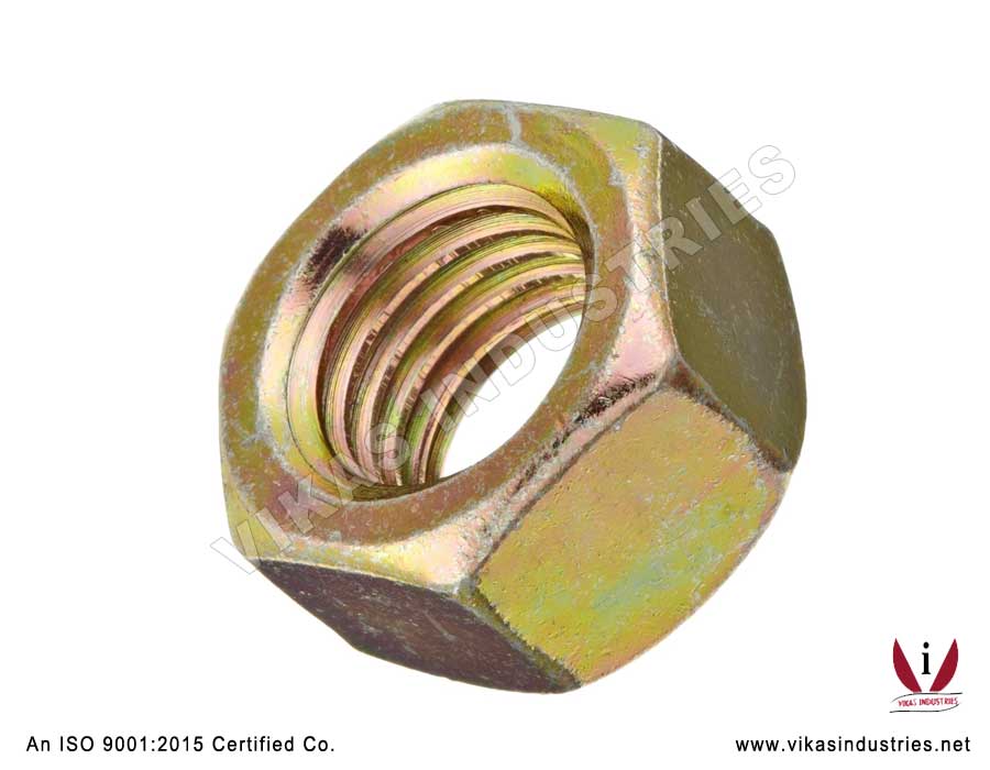 Hex Nuts Yellow Finish Hexagon nut Manufacturers Exporters in India Punjab Ludhiana